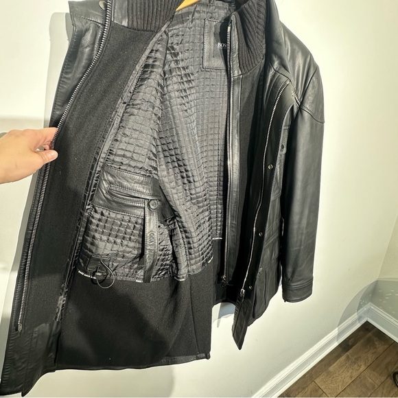 BOSS Hugo Boss 100% Goat Skin Leather Biker Jacket Men Size 40R NWOT - Picture 7 of 16